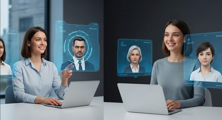 Multiple AI conversation partners demonstrating Praktika's varied learning environments