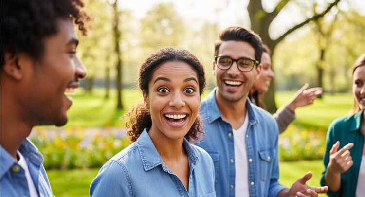Confident language learner experiencing breakthrough moment, illustrating the benefits of natural conversation flow for language acquisition and retention
