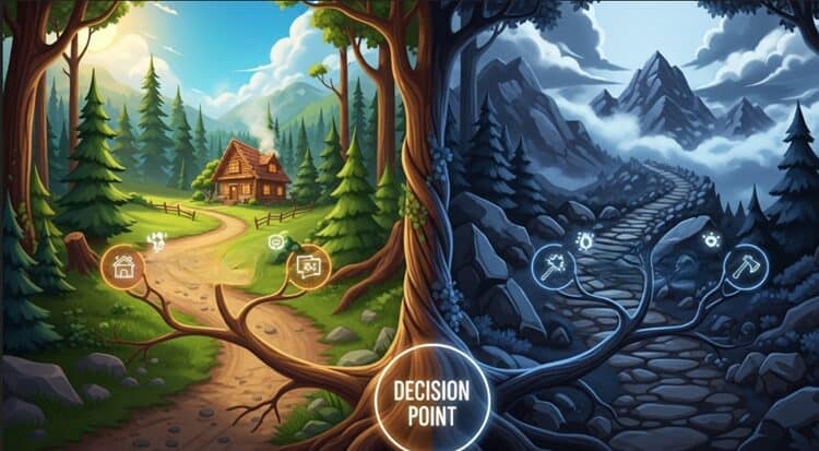 Side-by-side comparison diagram showing different adaptive learning pathway approaches between two AI language learning platforms