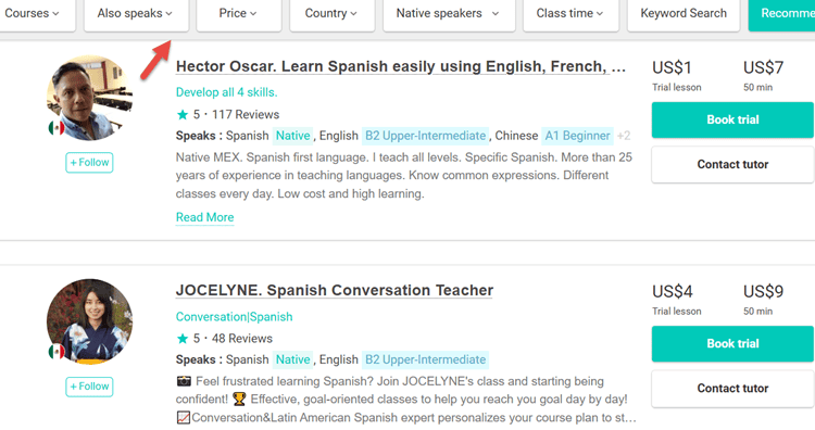 Categories and filters on AmazingTalker are easy to spot