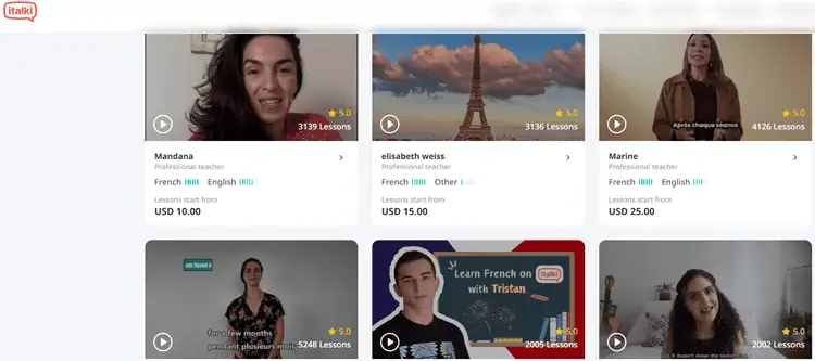 italki's pages load quickly and search filters respond well