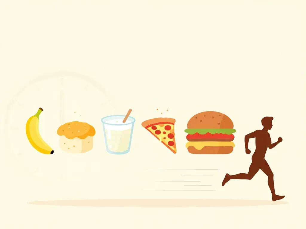 Infographie : courir avant ou apres manger, aliments légers vs lourds