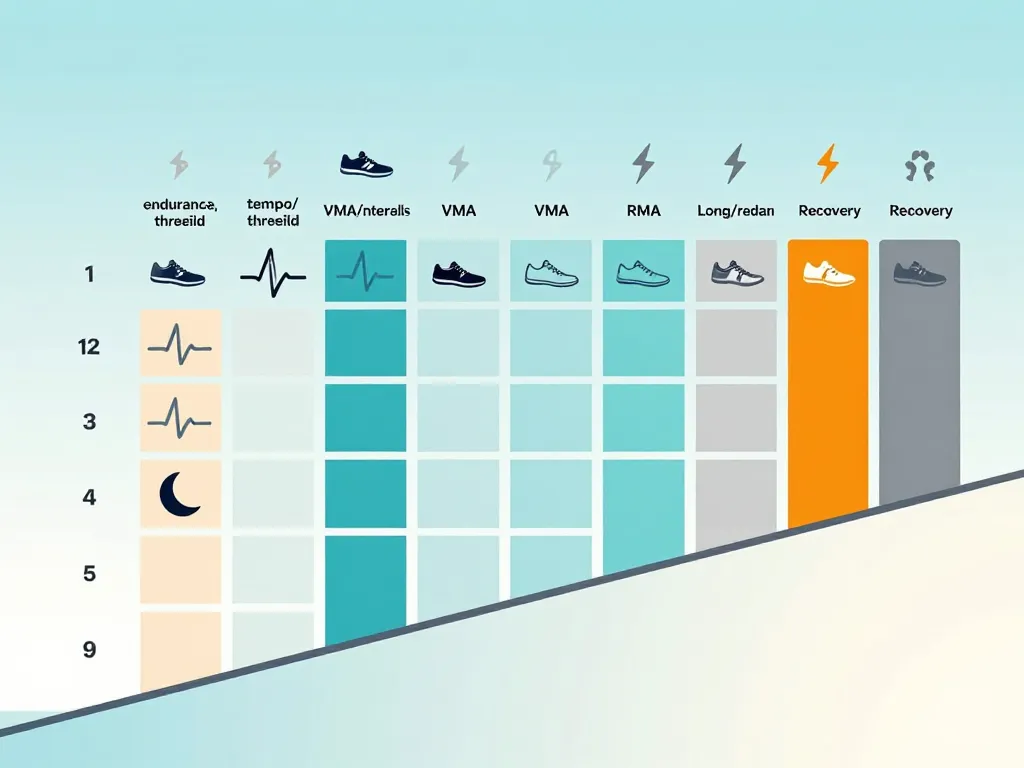 Diagramme plan d entrainement semi marathon progression 8-12 semaines