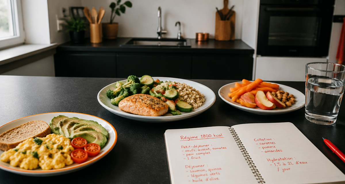 Assiettes menu 1800 calories par jour cuisine