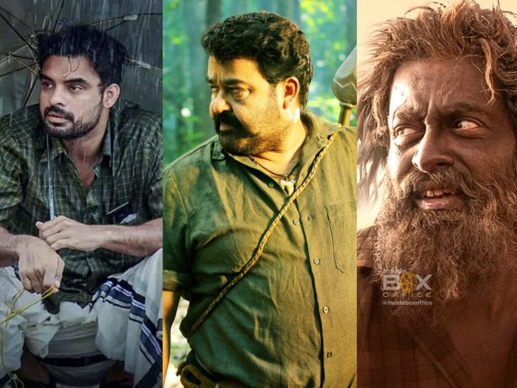 A Tense Scene From A Malayalam Movie Featuring Three Male Actors In Intense Expressions, Set In Diverse Backgrounds That Highlight Action, Drama, And Suspense Genres.