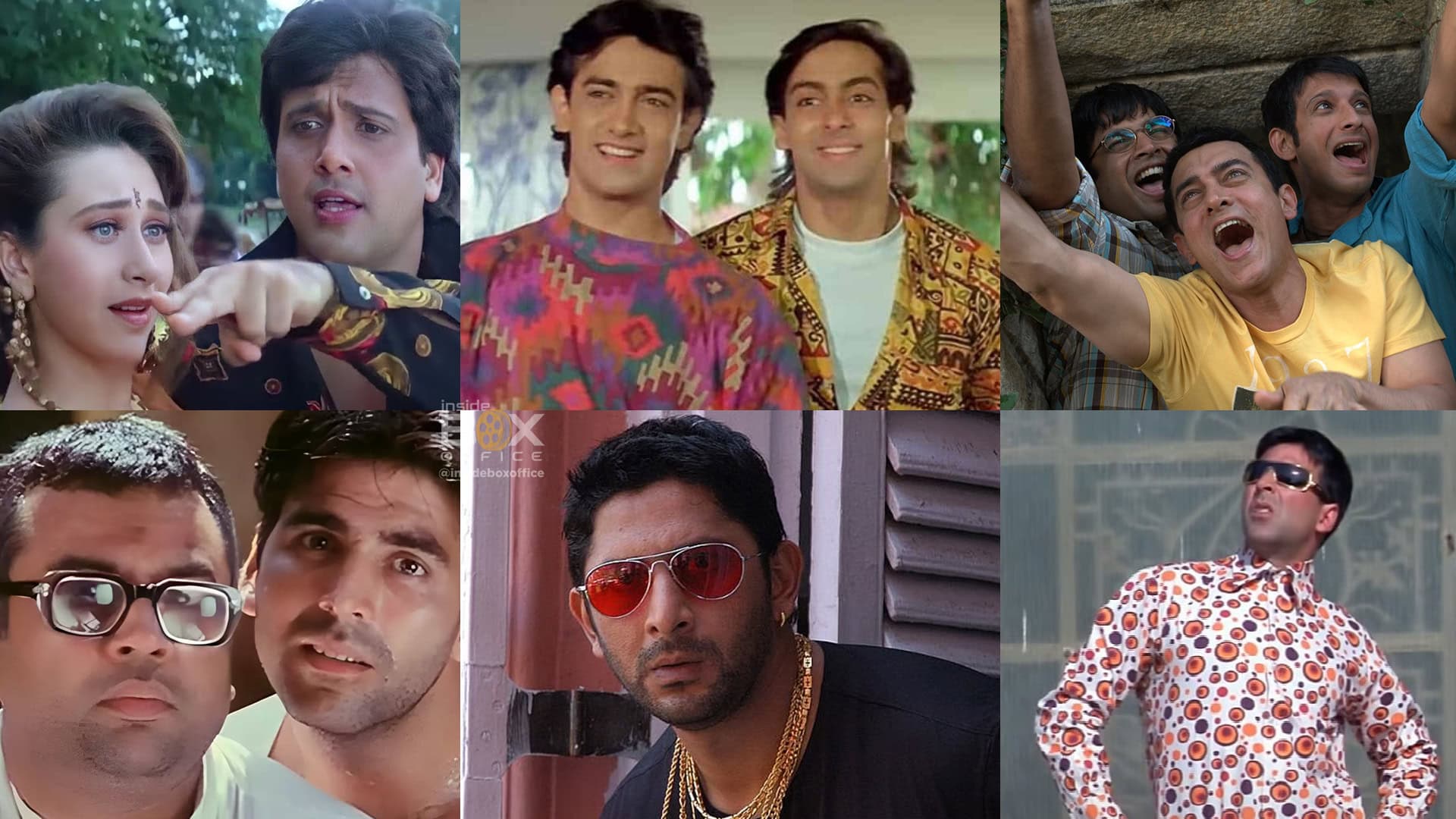 Vibrant Bollywood Comedy And Drama Scenes Featuring Popular Actors, Colorful Costumes, And Humorous Moments Perfect For Entertainment And Film Industry Content.