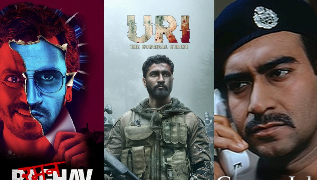Intense Indian military action scenes from upcoming Bollywood movies, featuring Raghav 2.0, Uri The Surgical Strike, and Gangaajal, showcasing dramatic storytelling and high-energy combat visuals.