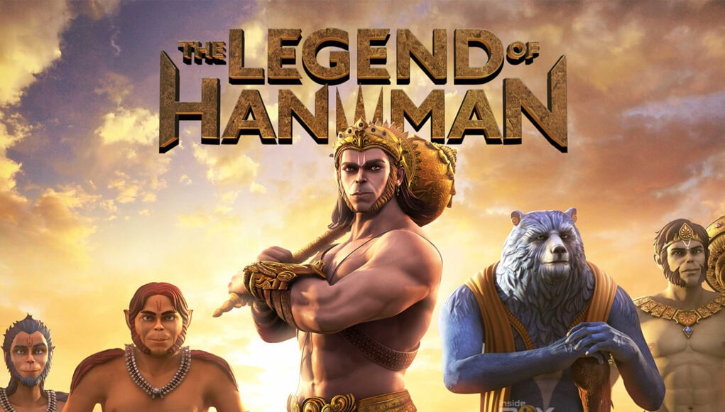 the legend of hanuman feature image Epic animated movie poster featuring mythological characters from "The Legend of Hanuman" with dramatic sunset background.