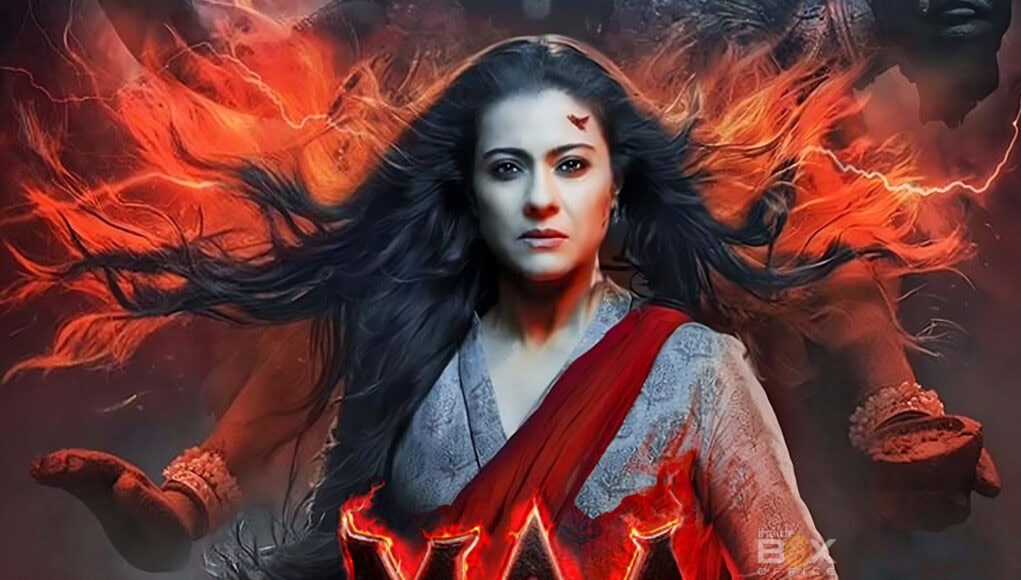 maa movie feature 2 Vibrant promotional poster for the Indian film "Maa," featuring a fierce woman in traditional attire with fiery effects and lightning, highlighting movie action, drama, and cultural themes.