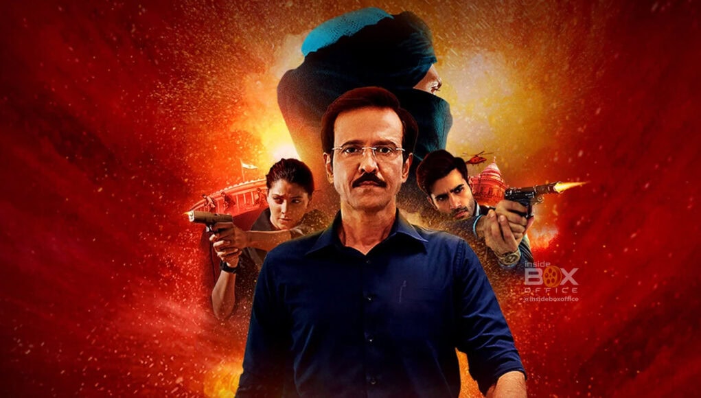 High-stakes action thriller poster featuring intense characters with guns and explosions, emphasizing suspense and drama in Bollywood spy movies, related to Inside Box Office releases.