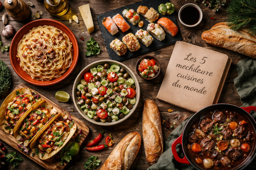 Les 5 grandes cuisines du monde sur une table
