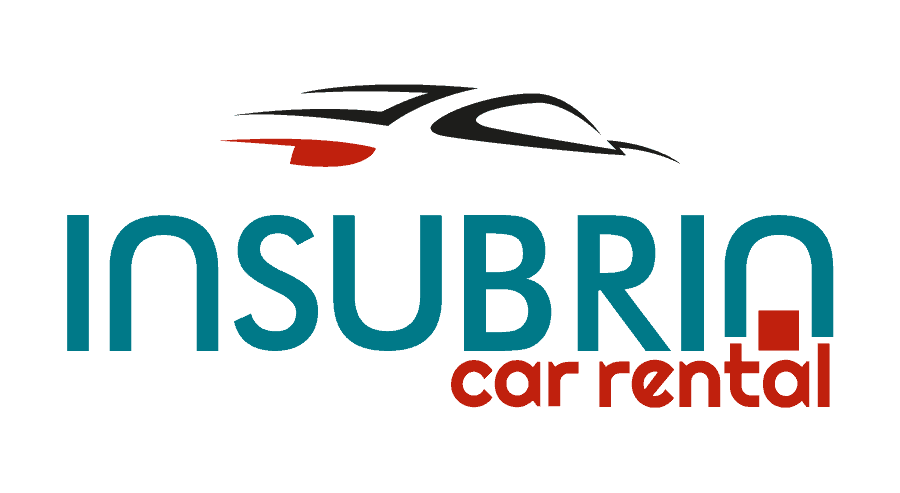 Logo di Insubria Rental con auto e testo.