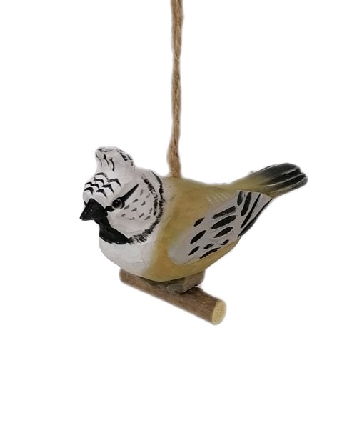 Handgefertigte Holzvogel, naturbelassen, dekorativ und einzigartig.