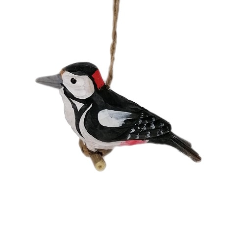 Handgefertigter Holzvogel aus Ischler Holz, naturgetreu bemalt, perfekt als Dekoration oder Geschenk.