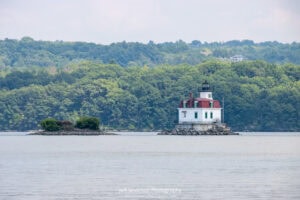 The Hudson River's Esopus Lighthouse, which was completed in 1871 and one of the few remaining lighthouses on the Hudson, on a July afternoon as seen from Lighthouse Park in Ulster Park, NY.