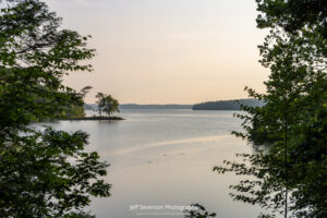 Looking north up the Hudson River on a Summer morning from along the new green trail at Scenic Hudson's Black Creek Preserve.