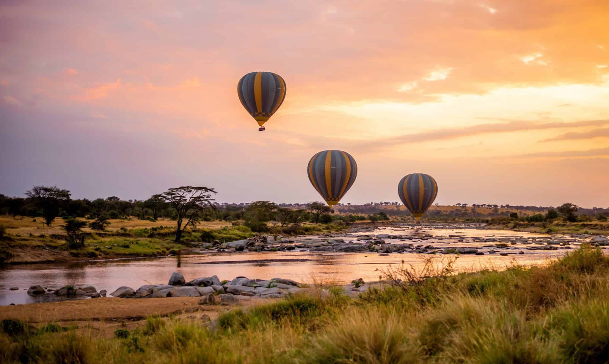 Hot air balloons over the Serengeti