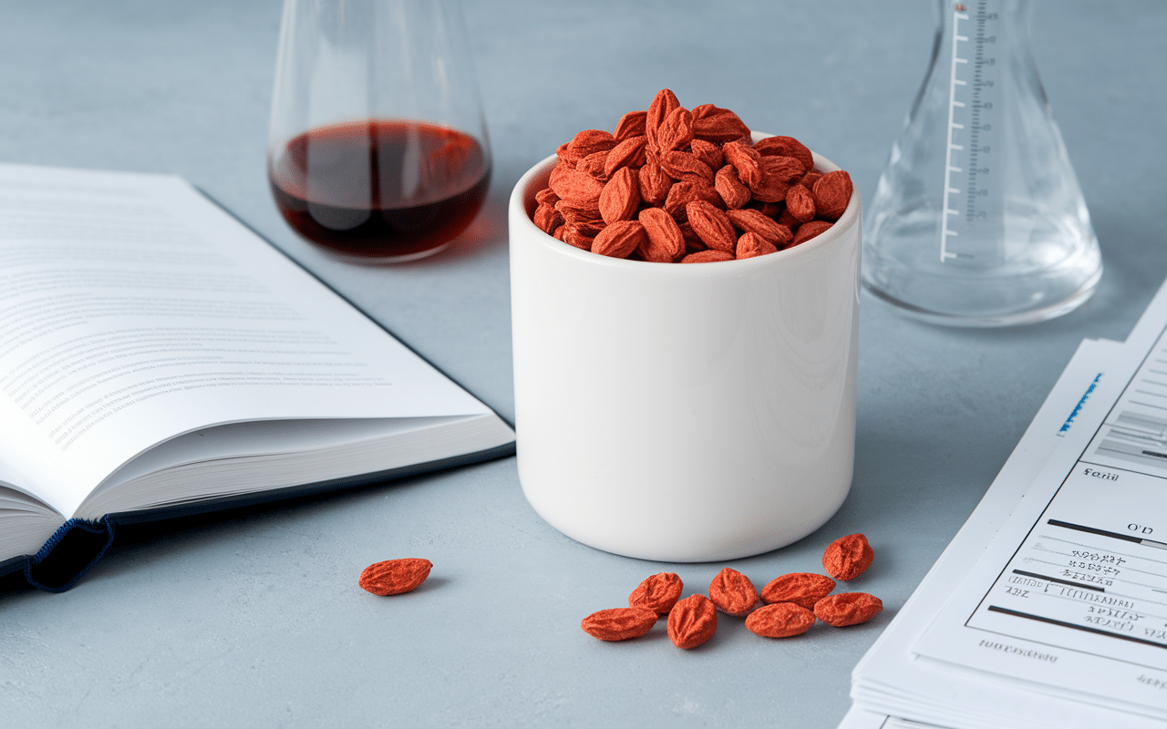 Baies de goji mesurées avec documentation scientifique