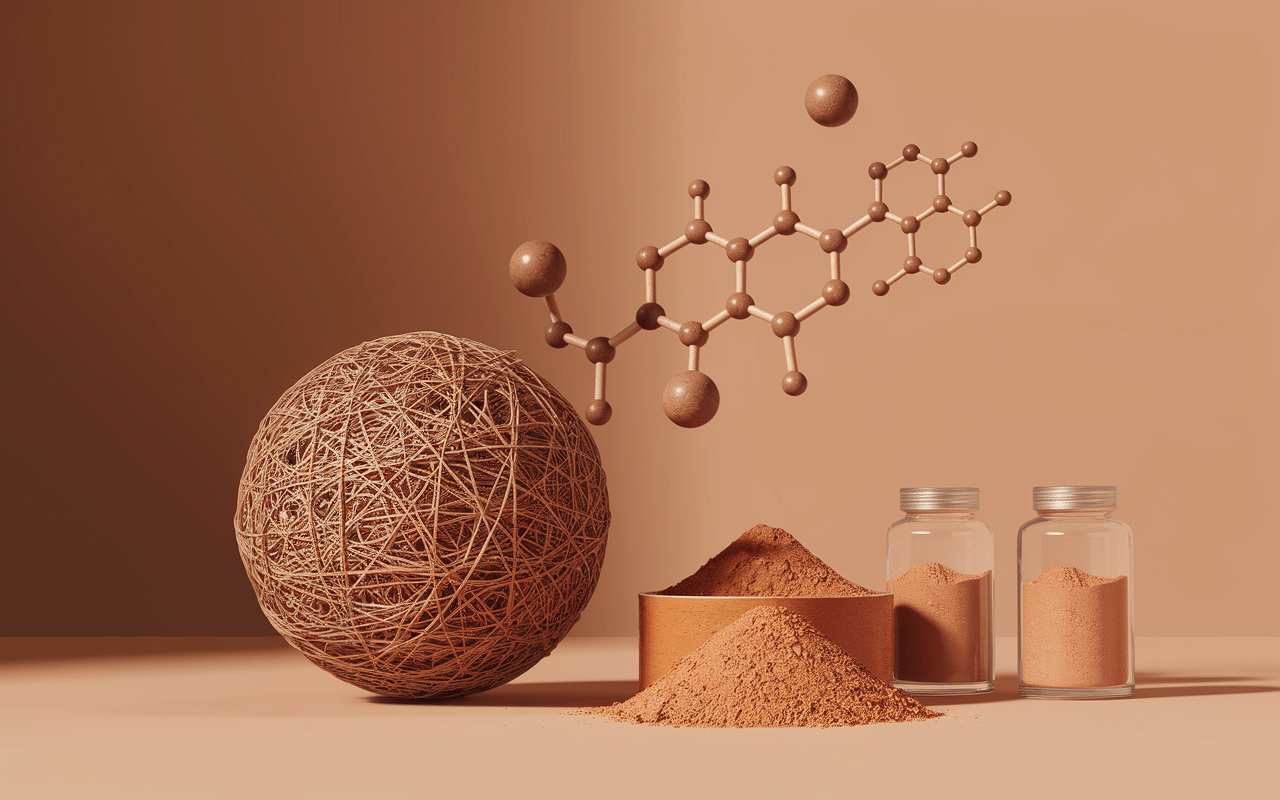 Bâton de cannelle et poudres avec molécules de composés actifs