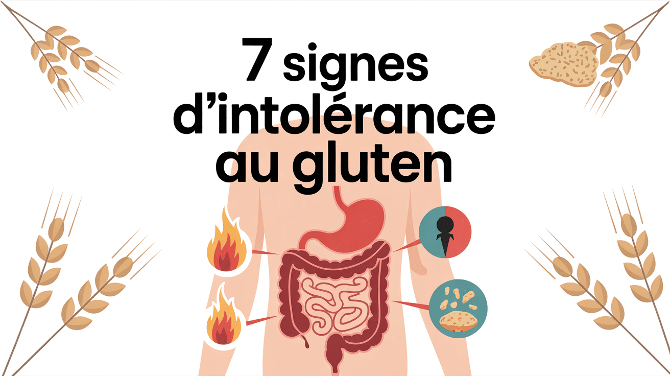 Illustration système digestif et signes 7 signes intolérance gluten