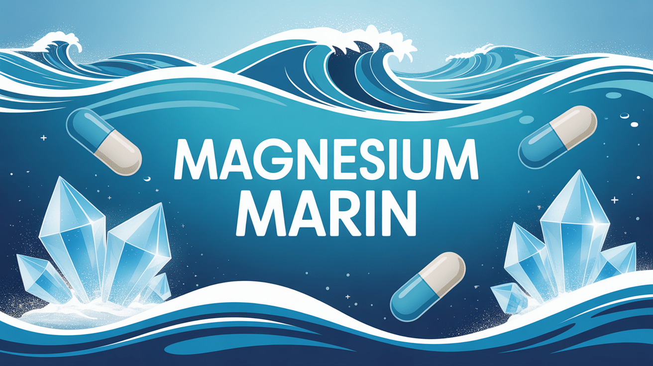 Illustration magnésium marin avec océan bleu et capsules