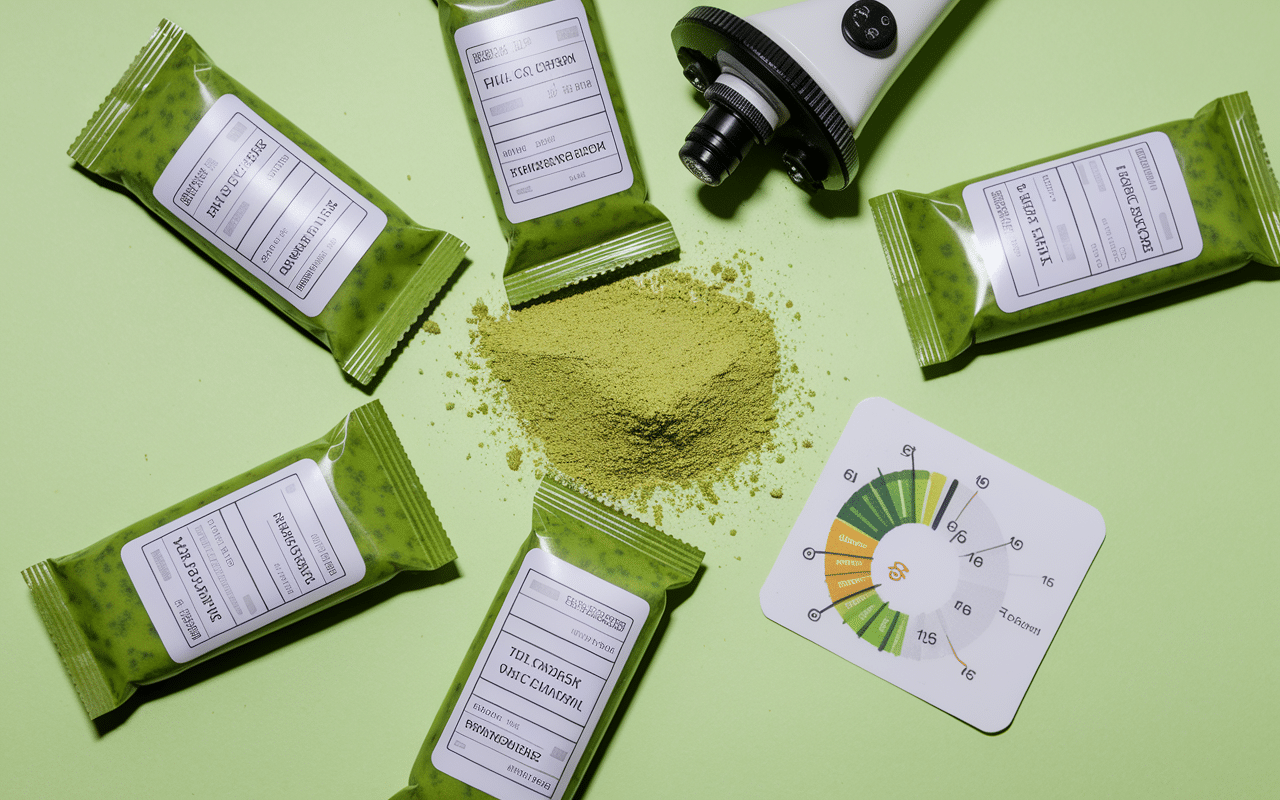 Sachets poudre verte et graphique ingrédients Matcha Slim avis