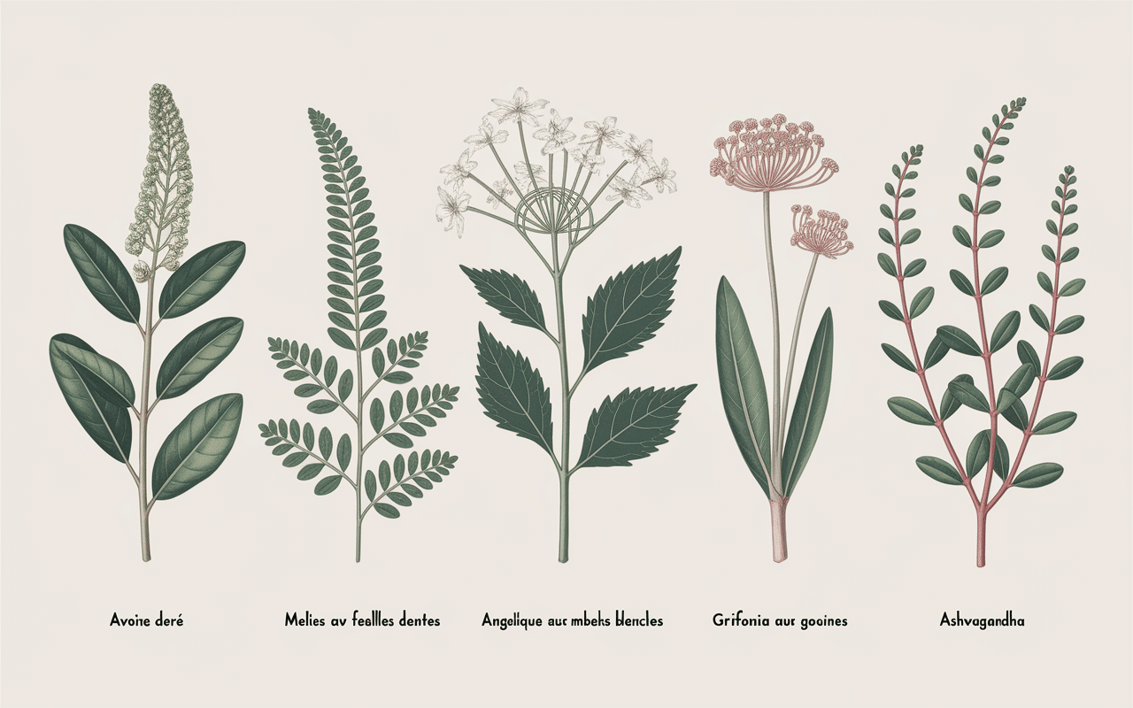 plantes-anti-stress-naturel-avoine-melisse-angelique-griffonia-ashwagandha
