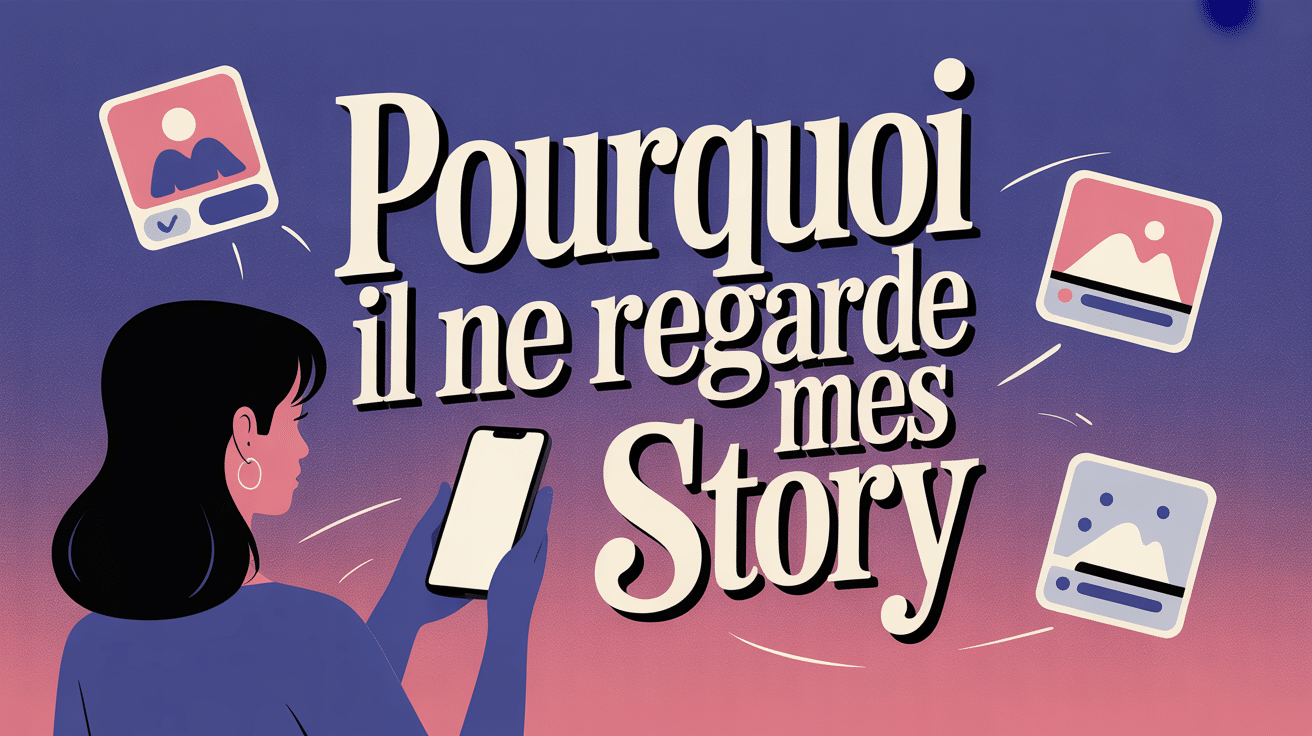 Illustration silhouette féminine smartphone pourquoi il ne regarde plus mes story