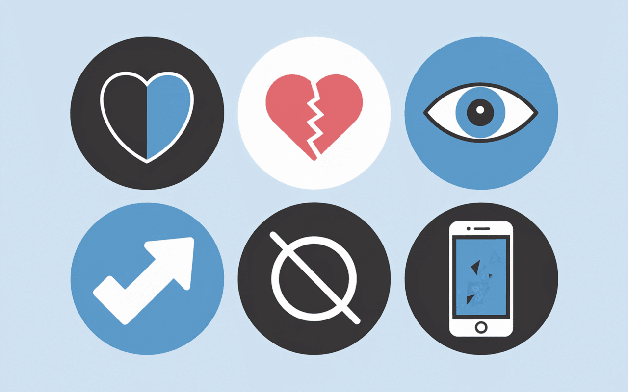 Icônes des 6 raisons pourquoi il ne regarde plus mes story