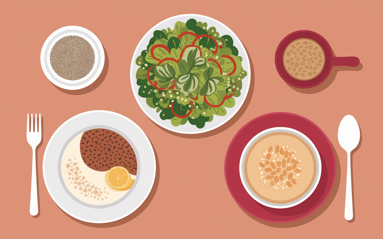 Repas avec graines aux différents moments de la journée