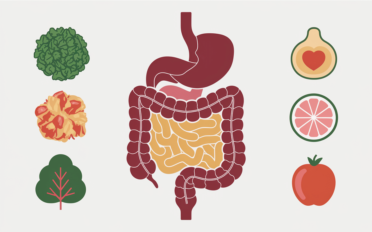 Schéma comparatif système digestif et fibres