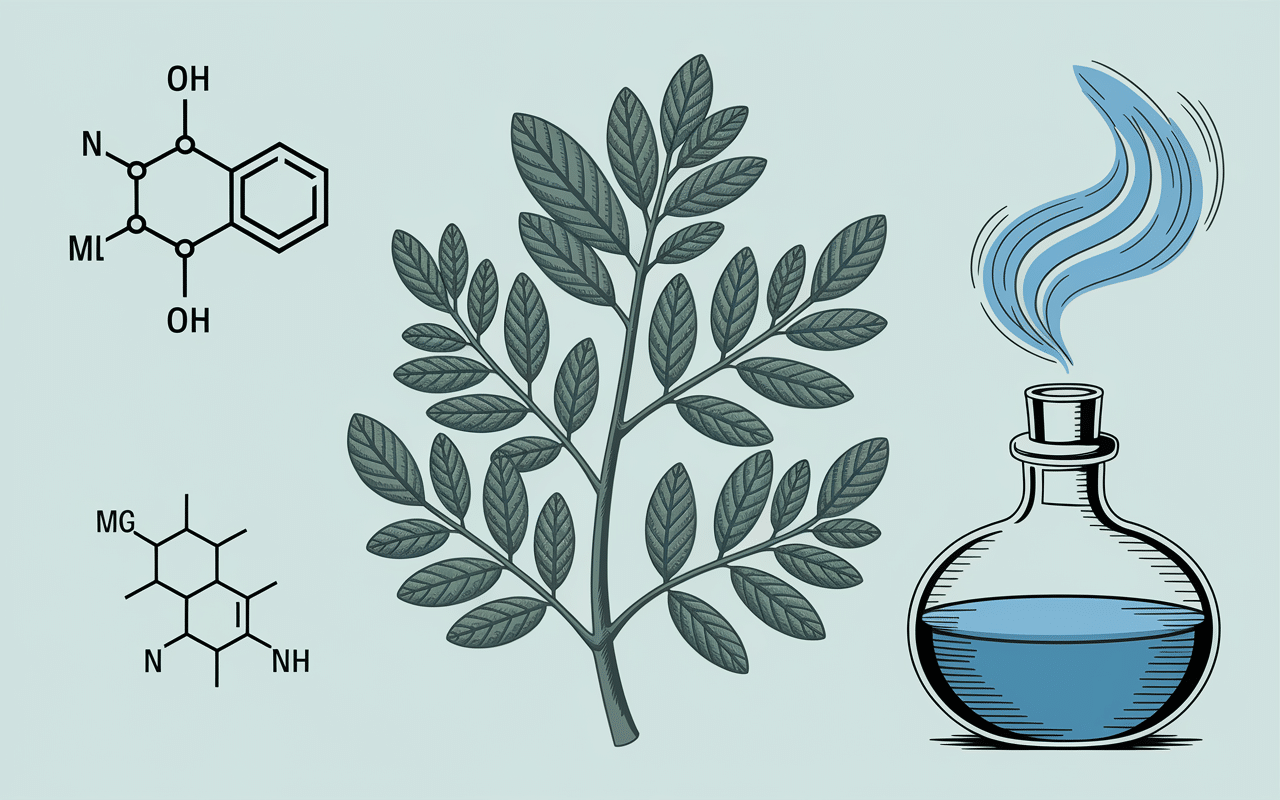 Branche de romarin et molécules de romarin à cinéole