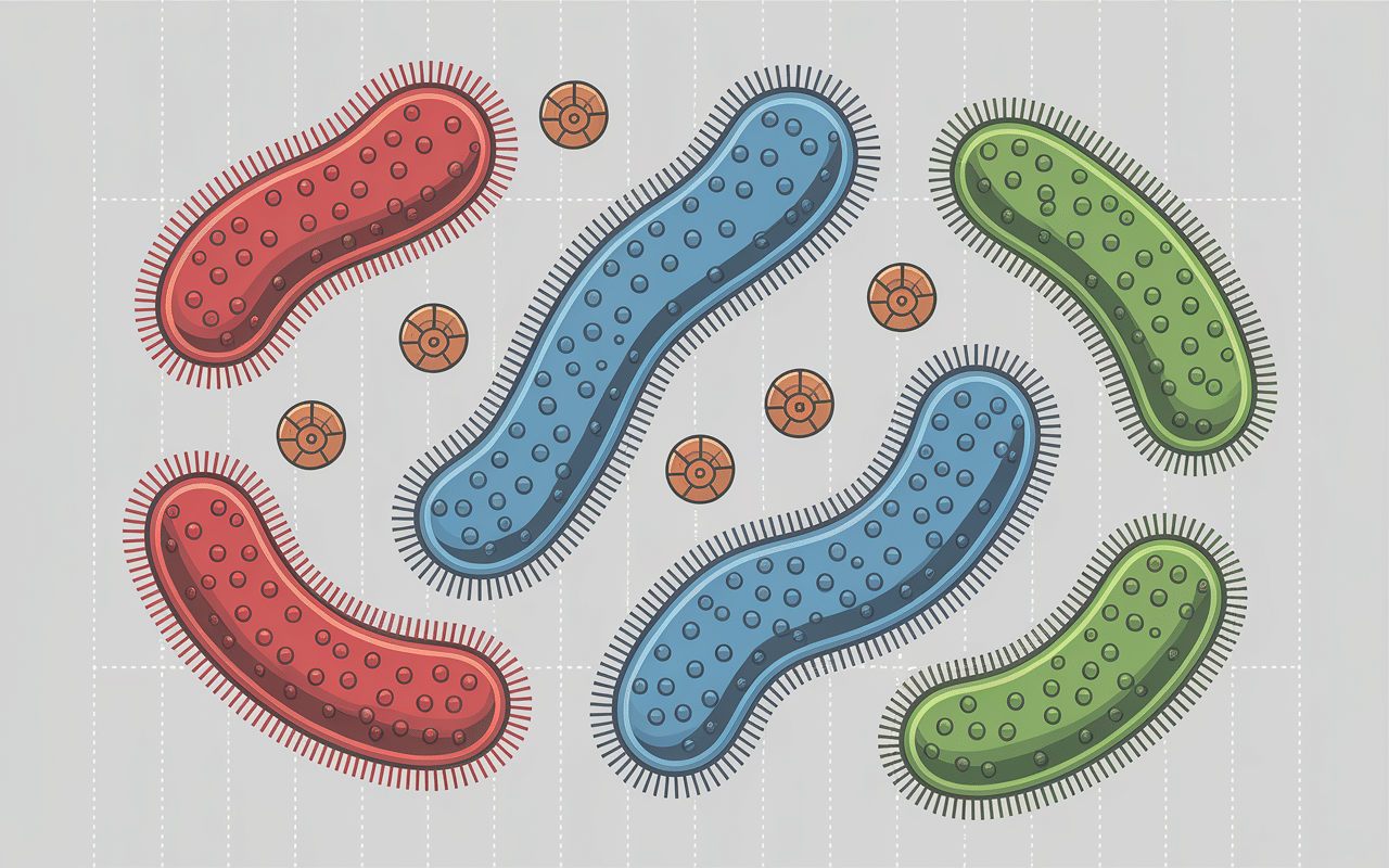 Schéma vectoriel de bactéries bhre avec flèches et boucliers de résistance