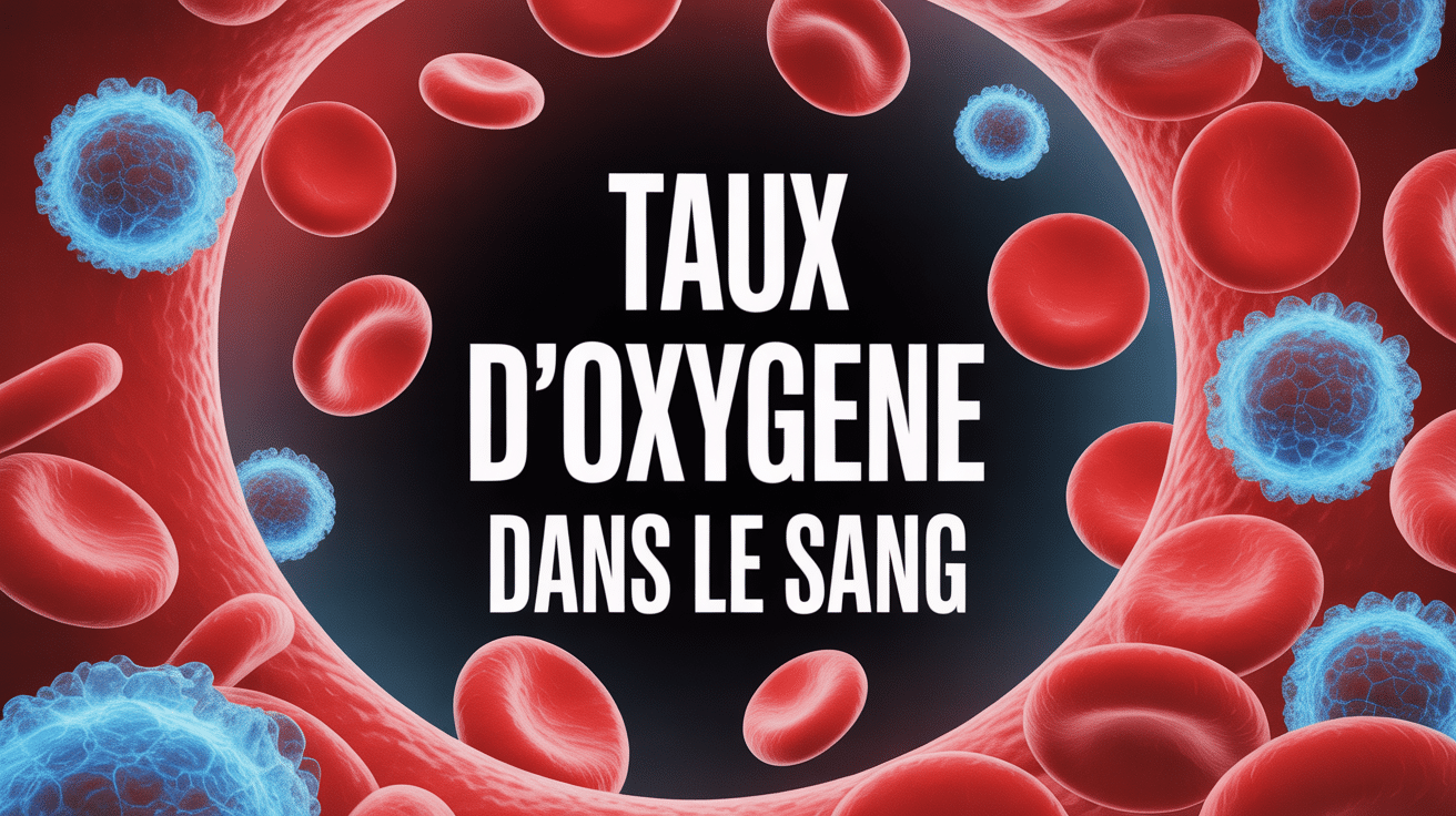 illustration medicale globules rouges et molecules oxygene taux sang