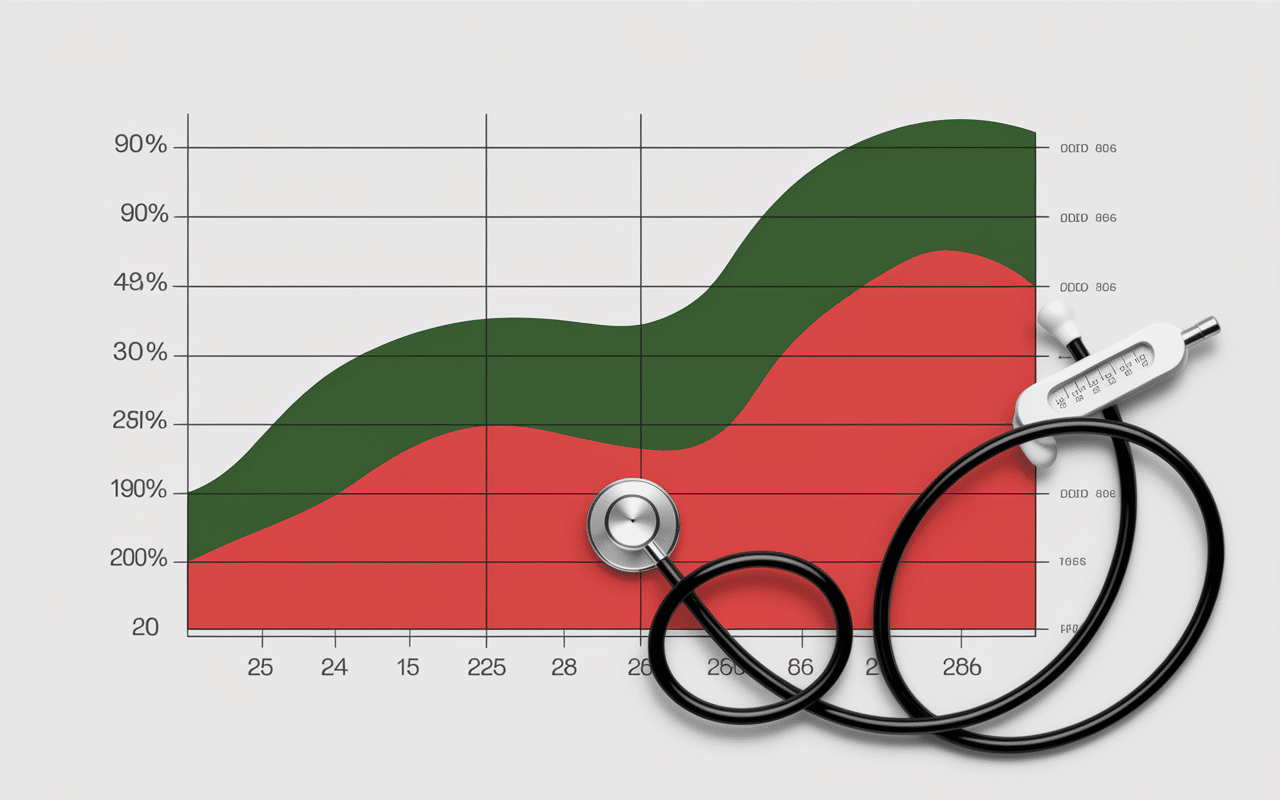 Graphique saturation en oxygène jauge verte rouge avec chiffres