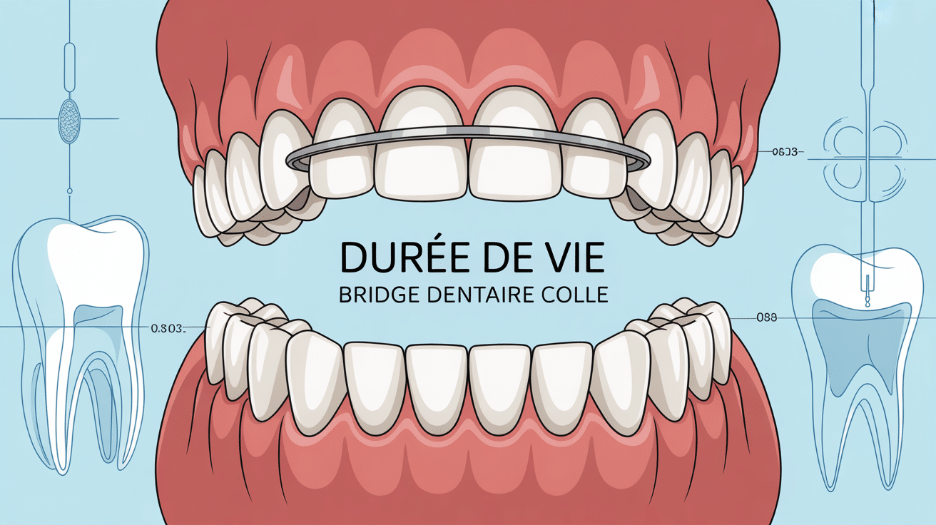 Bridge dentaire collé durée de vie structure coupe détaillée