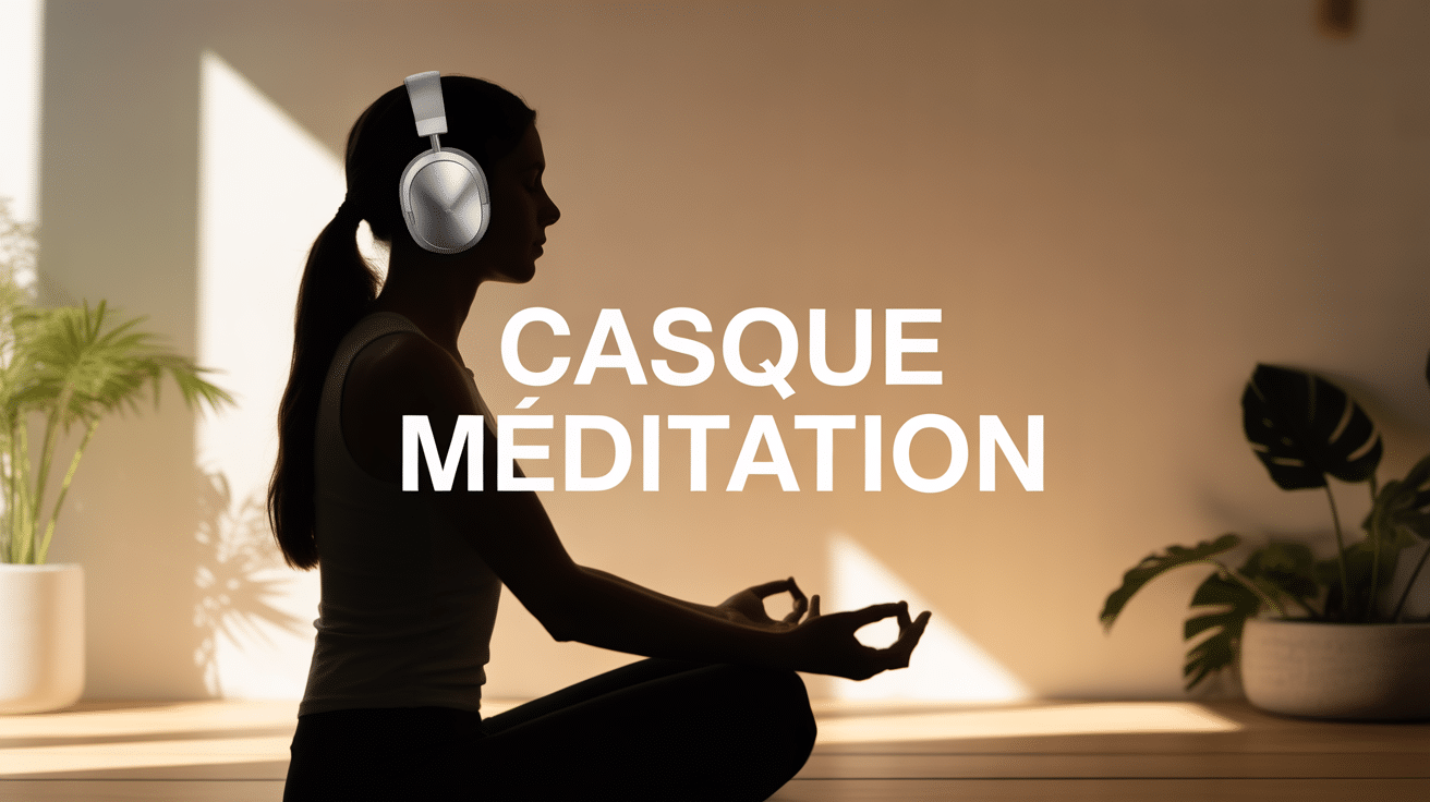 personne meditant avec casque meditation moderne