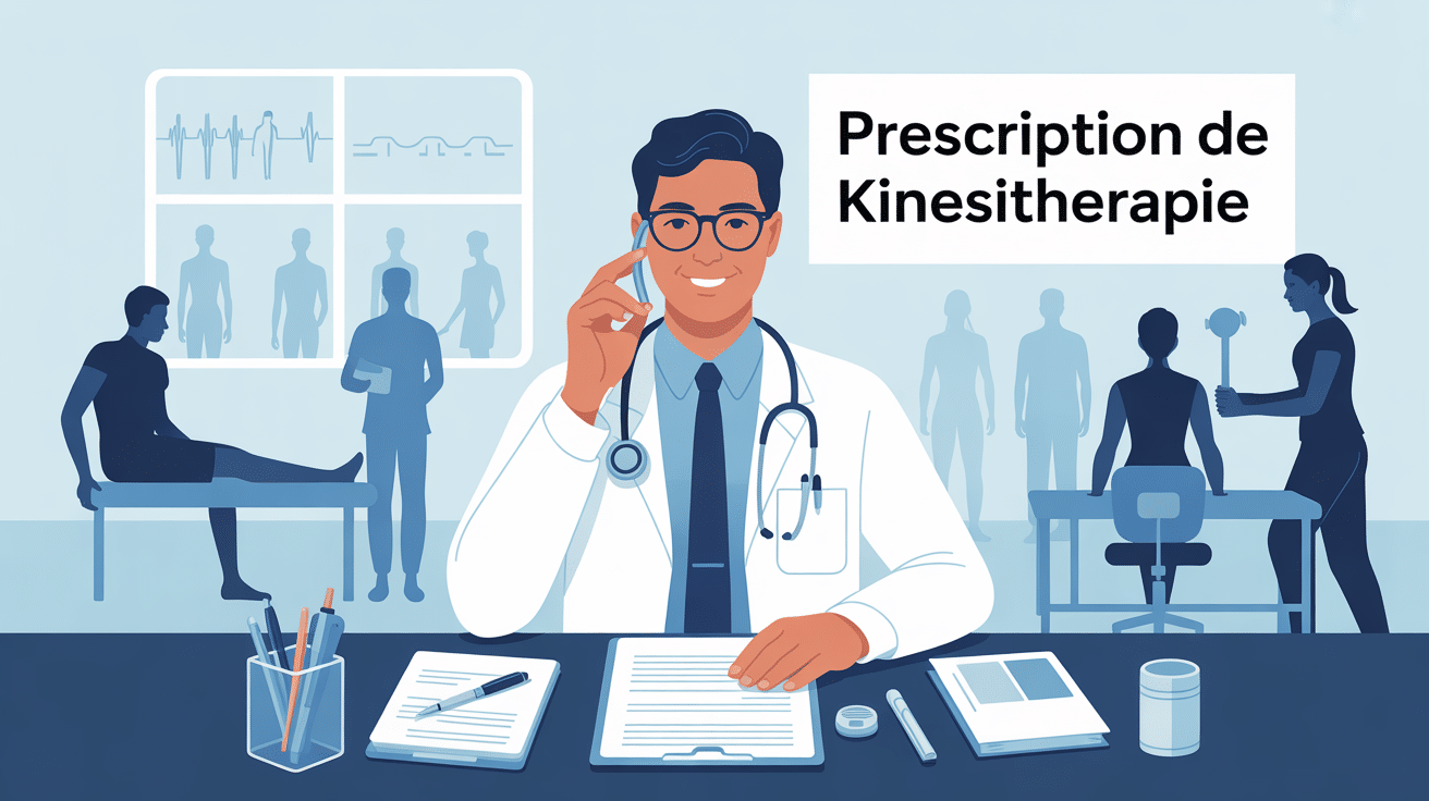 Prescription kiné exemple, médecin rédige ordonnance