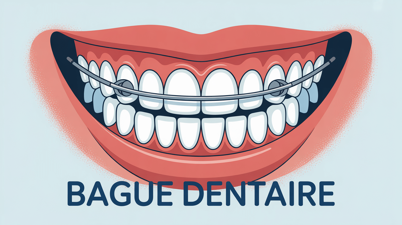 Sourire avec bague dentaire métallique alignée
