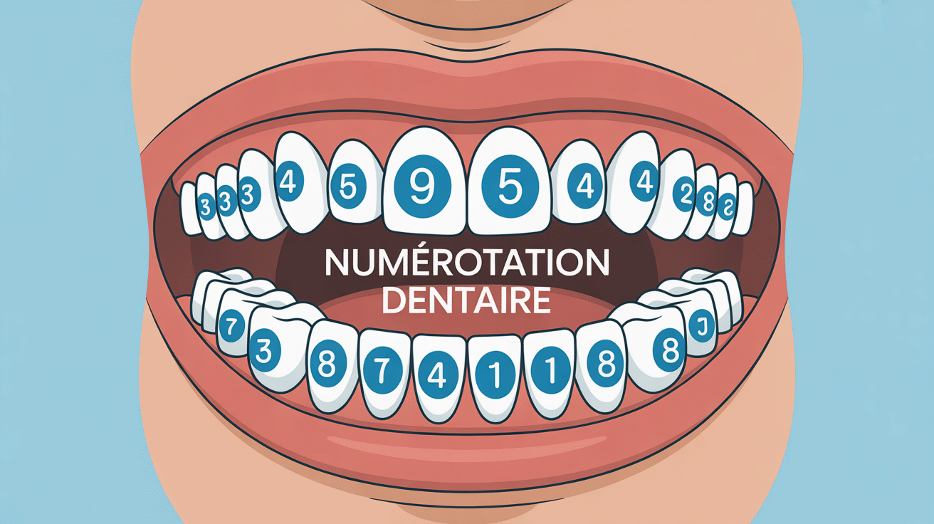 Dents numérotation sur schéma médical éducatif