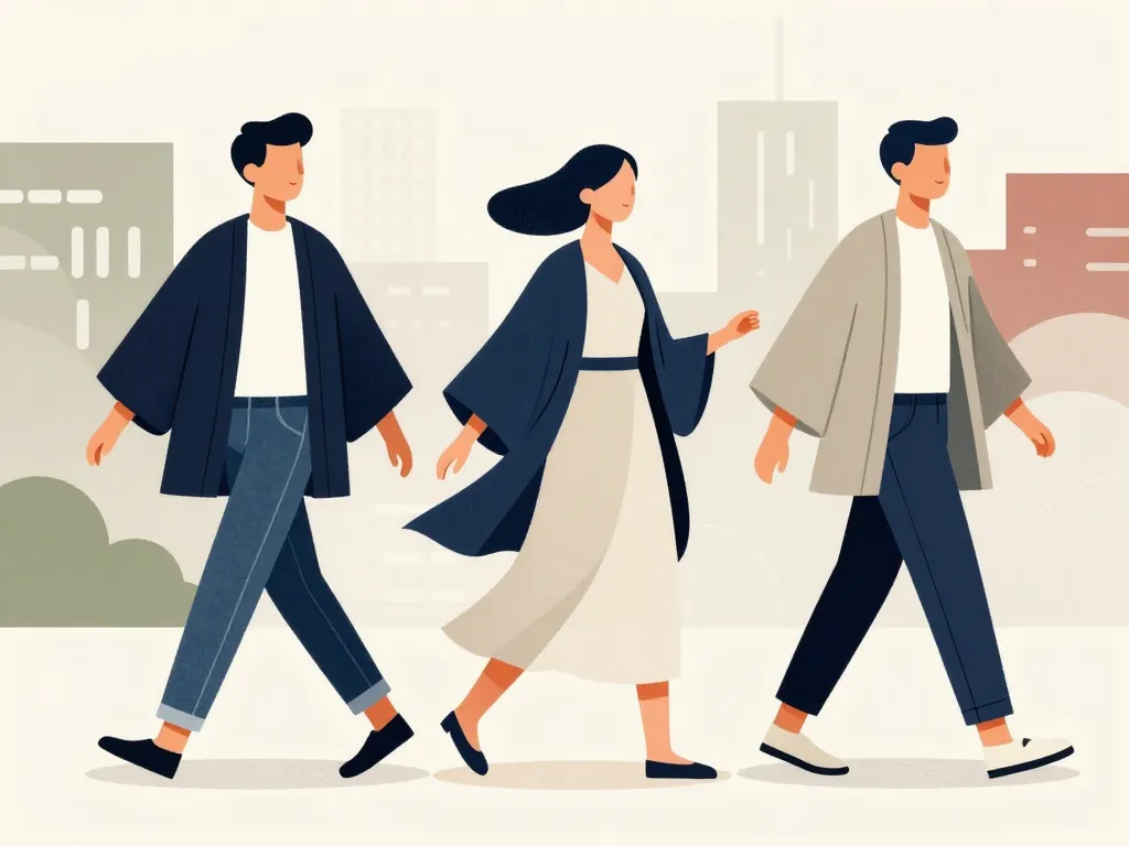 Looks urbains avec haori: jean, robe, pantalon