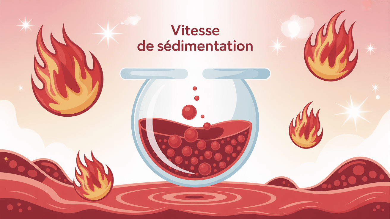 Illustration vitesse de sédimentation, tube de sang et inflammation