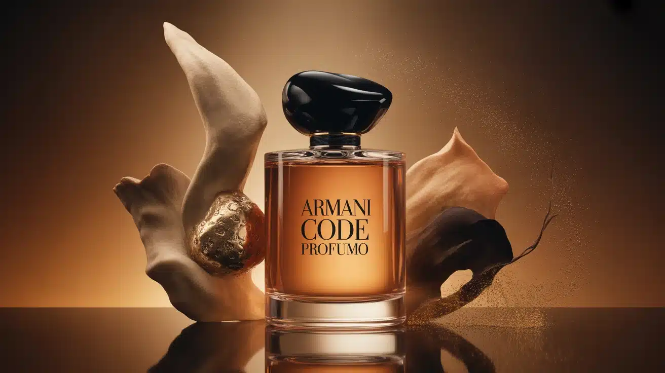 Flacon Armani Code Profumo stylisé luxe italien