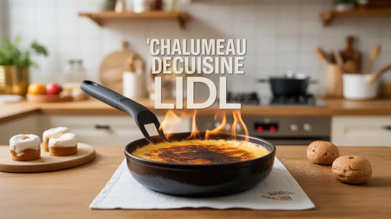 Chalumeau de cuisine Lidl caramélisant une crème brûlée