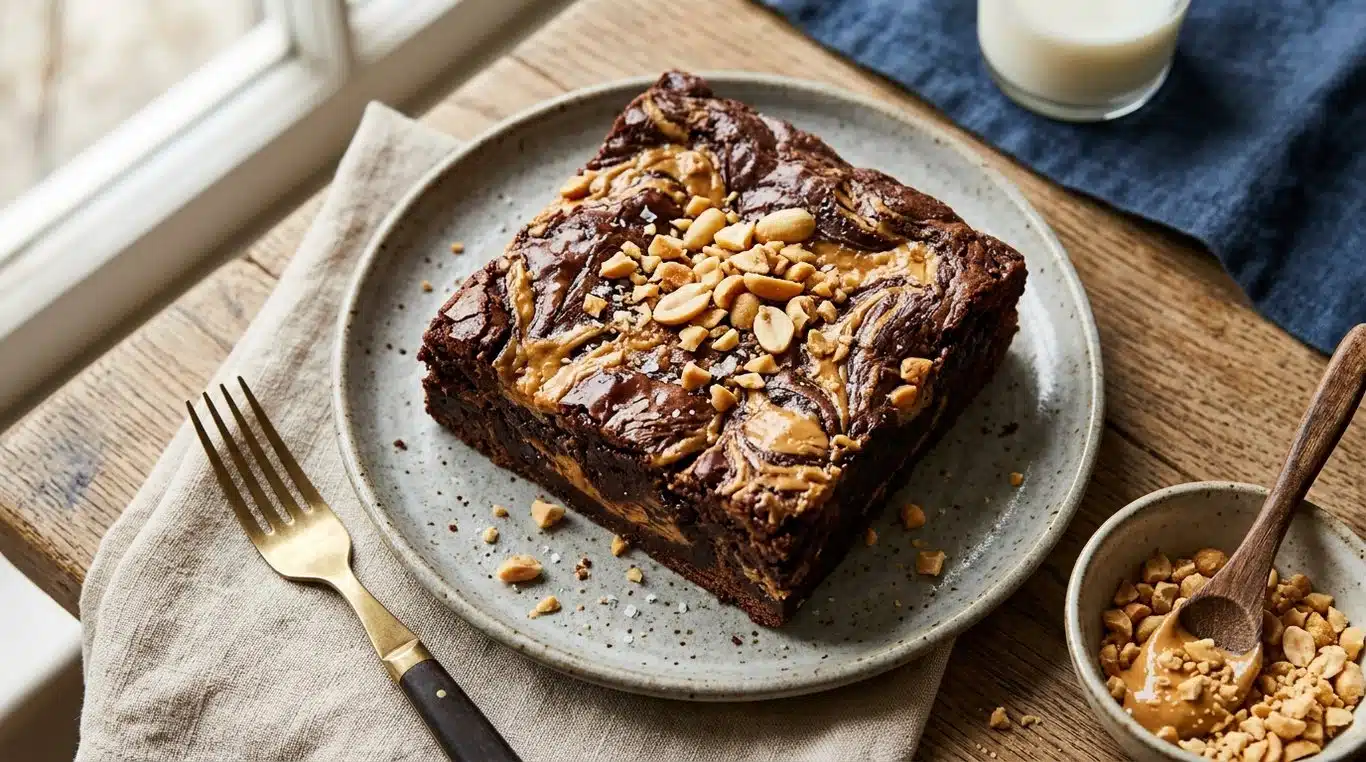 Brownie marbré au beurre de cacahuète