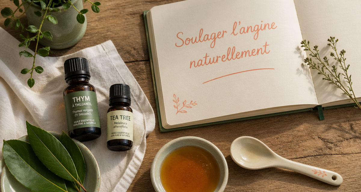 huile essentielle angine thym tea tree miel laurier