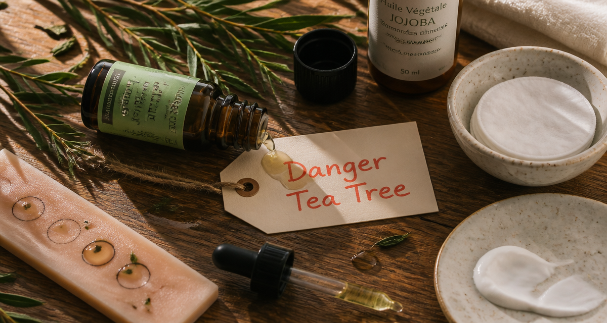 huile essentielle tea tree danger flacon renversé