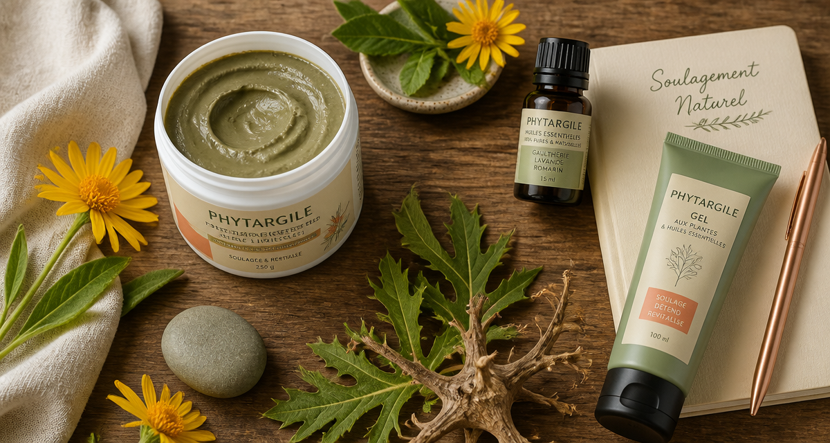 phytargile pot ouvert sur table avec actifs naturels