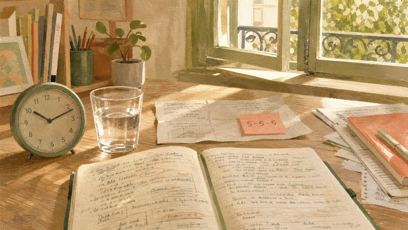 Apprendre à relativiser : exercices anti-stress au bureau, carnet 5-5-5