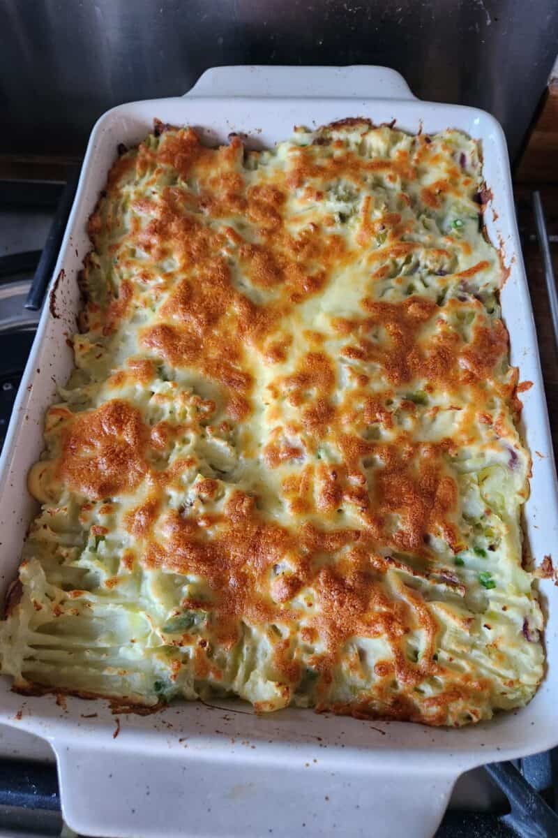 homity pie in a serving dish